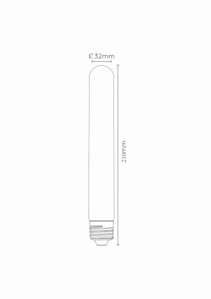 Lucide T32 - Filament lamp - Ø 3,2 cm - LED Dimb. - E27 - 1x5W 2700K - Transparant - technisch